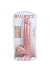 RealRock Extra Long 15 Inch Dildo with Balls and Suction Cup in Flesh Color Dongs Realistic